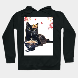 Design of an adorable black cat Noodles Eating Cat Hoodie